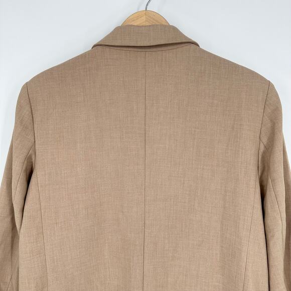 Anthropologie Maeve The Bennet Twofer Blazer Striped Shirttail Hem Jacket Tan - Picture 11 of 16